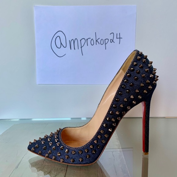 Christian Louboutin Shoes - Christian Louboutin Blue Follies Spike Denim Pumps